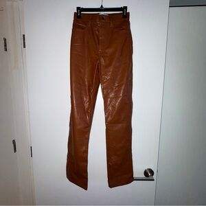 A&F 90s Straight High Rise Brown Leather Pants